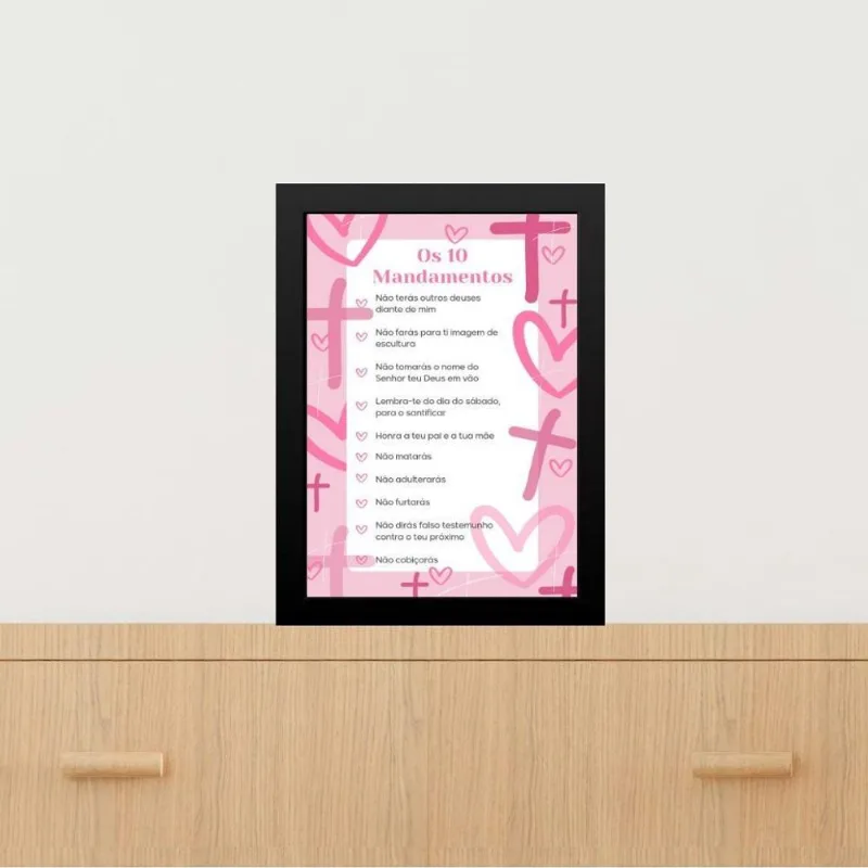 Quadro Decorativo Os 10 Mandamentos - Rosa 33x24cm