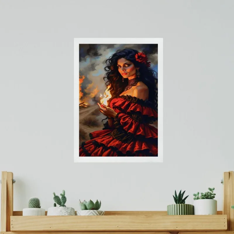 Quadro Mistico Cigana Do Fogo 33x24cm