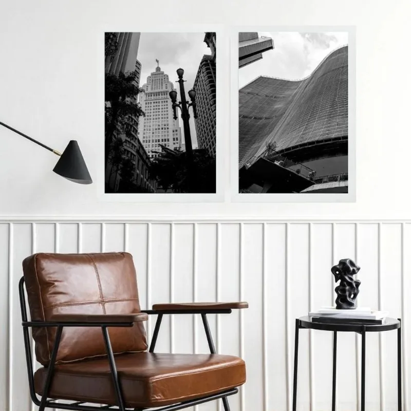 Kit 2 Quadros Decorativos Cidade São Paulo 45x34cm - Vidro