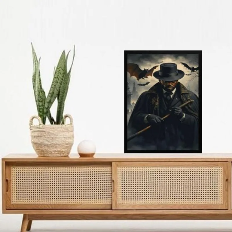Quadro Decorativo Exu Morcego 33x24cm - Com Vidro