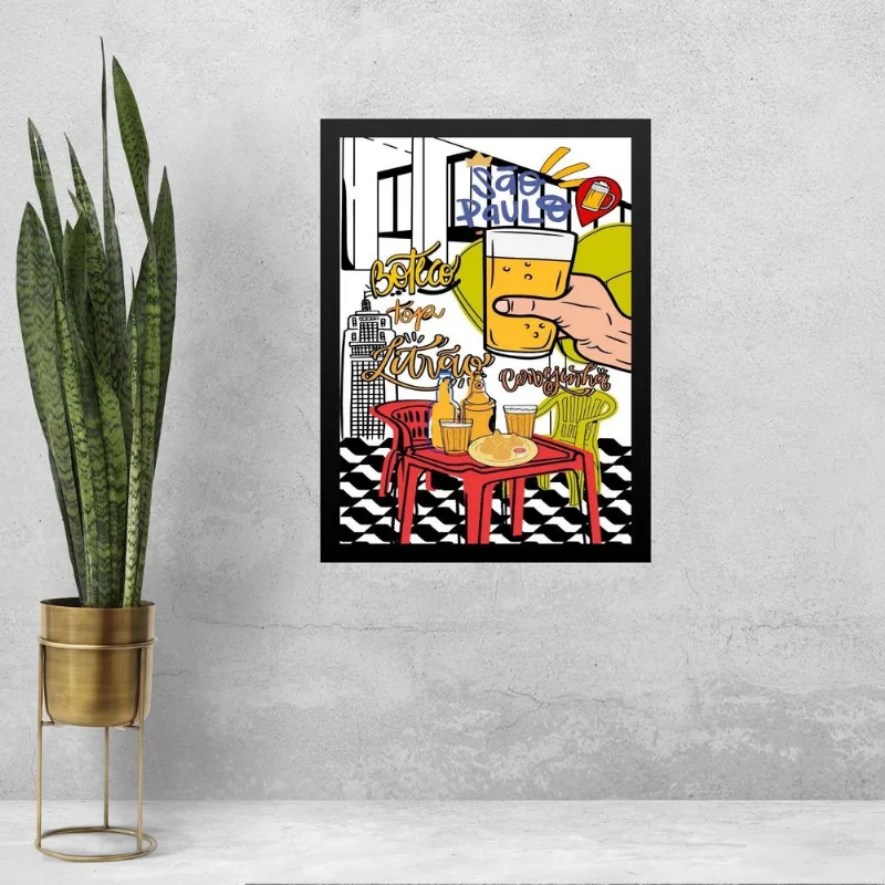 Quadro Decorativo Boteco - São Paulo 24x18cm - Com Vidro