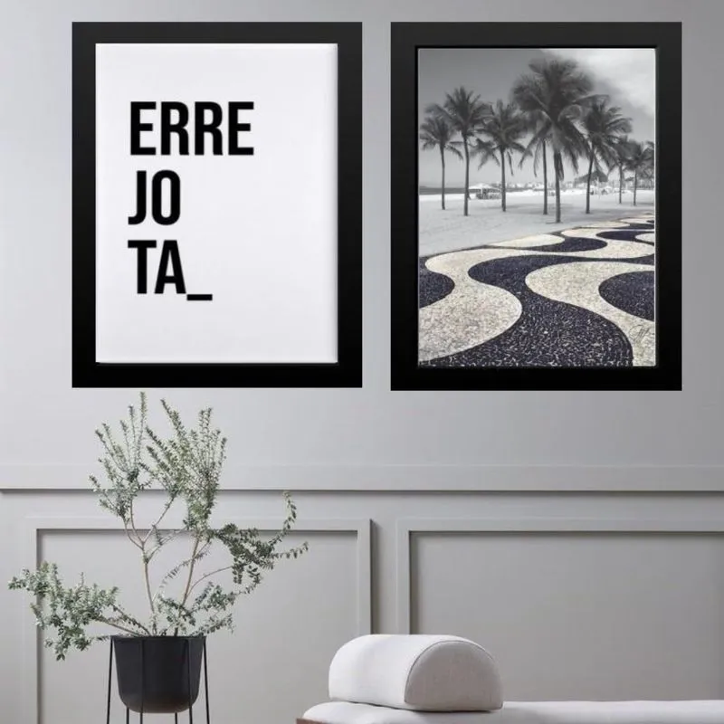 Kit 2 Quadros Rio De Janeiro - Errejota Copacabana 24X18Cm