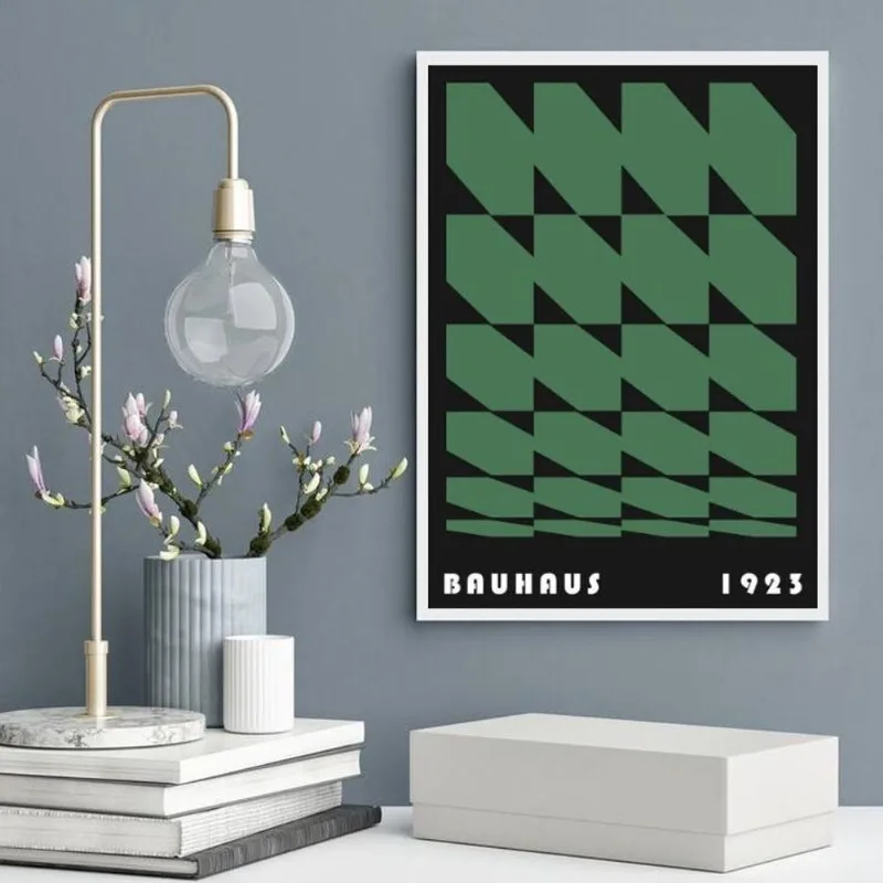 Quadro Bauhaus Green Vintage Poster 24x18cm - Com Vidro
