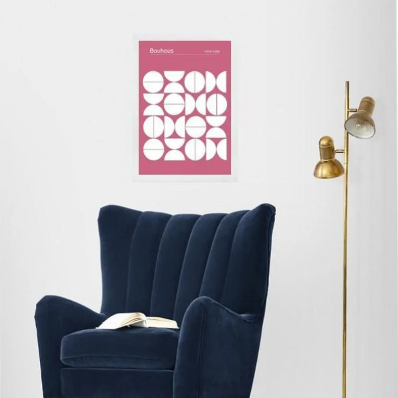 Quadro Bauhaus Pink Poster - Upset Circles 33x24cm - Vidro