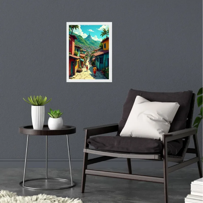 Quadro Decorativo Rio De Janeiro - Favela 24x18cm - Vidro