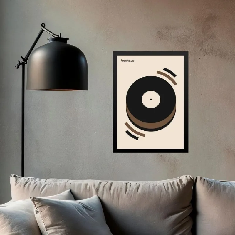 Quadro Bauhaus Marrom - Musical Happiness 45x34cm - Vidro