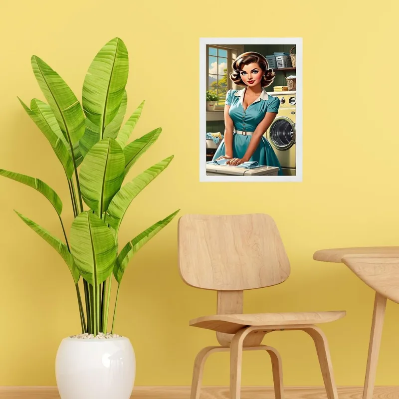 Quadro Decorativo Vintage Lavanderia Pin Up Girl 45x34cm