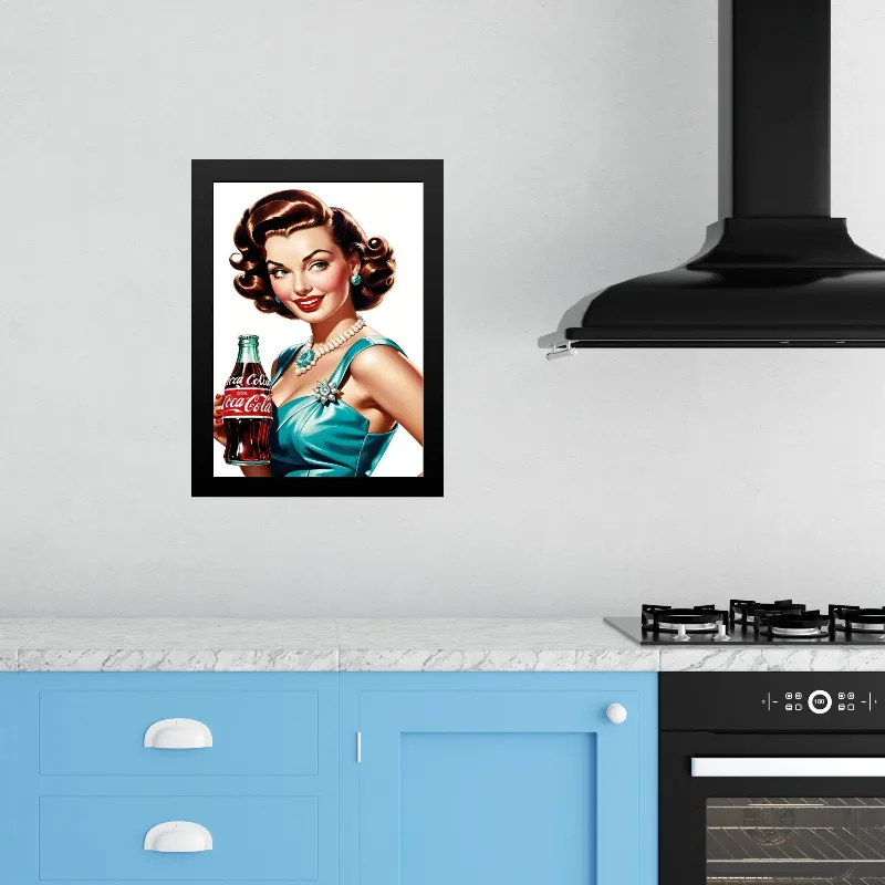 Quadro Decorativo Cozinha Pin Up Refrigerante 33x24cm