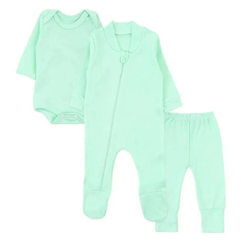 Kit Macacão RN 3 Peças Smoby Baby Verde (MP)