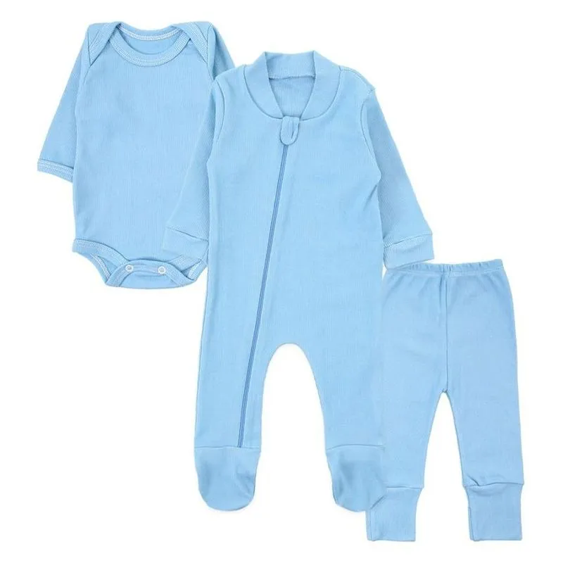 Kit Macacão RN 3 Peças Smoby Baby Azul (MP)