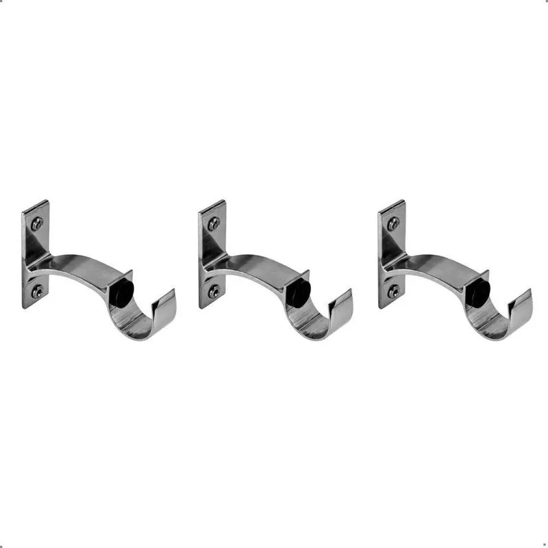 Kit 3 Suportes Parede Para Varão Cortina 28mm Cores Cor Crom