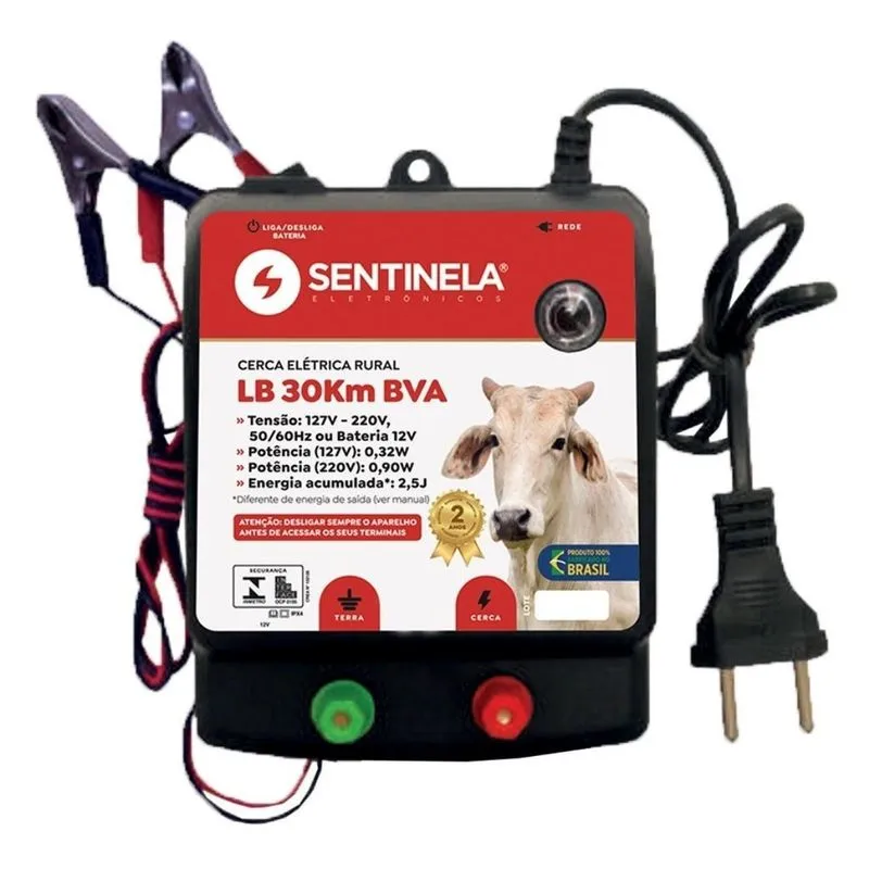 Eletrificador Cerca Elétrica Rural 30 Km Luz E Bateria 12v