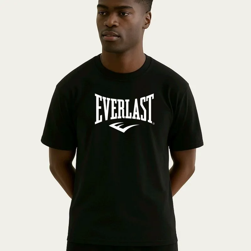 Camiseta Masculina de Algodão Essentials Everlast Preta, XL.