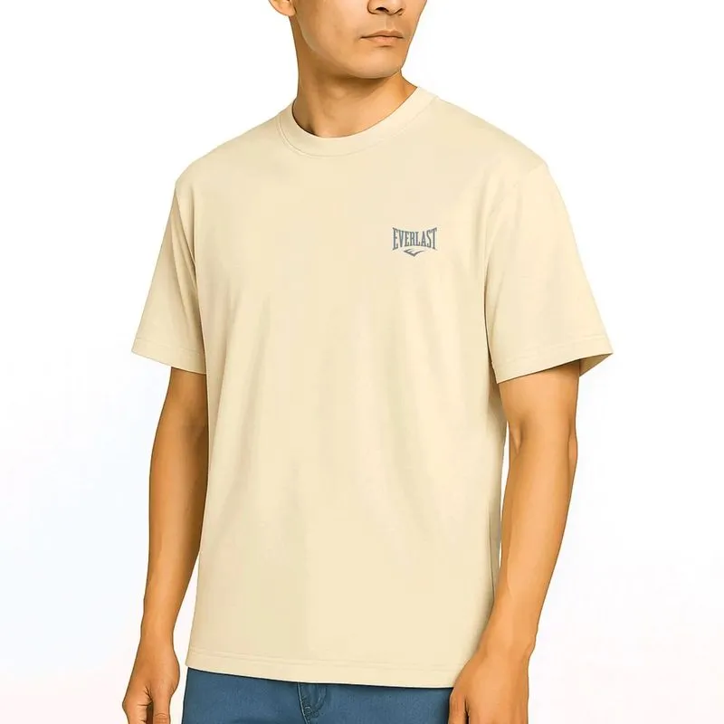 Camiseta Masculina de Algodão Essentials Everlast Bege, XL.