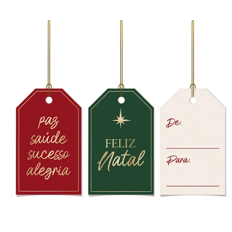 Tag Com Hot Stamping Desejos Natalino 5X8cm 12 Unidades 18000157 CROMUS TAGS C.HOTS DESEJOS NATALINOS 12UN 5X8CM 18000157 CROMUS
