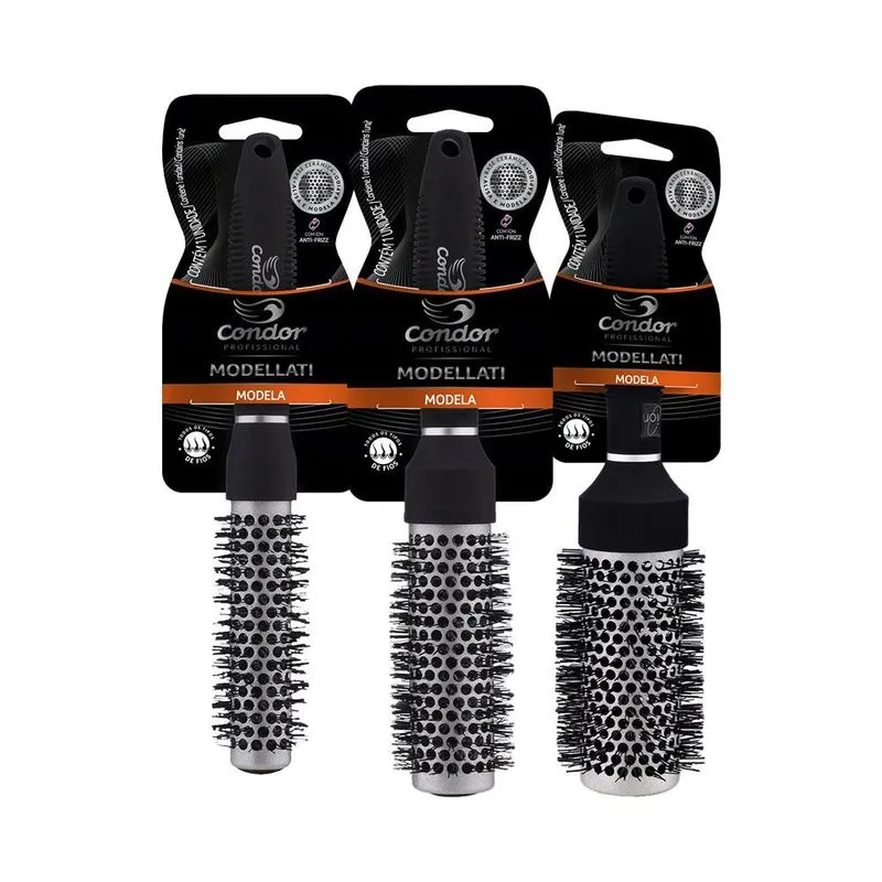 Kit 3 Escovas Profissionais Cerâmica Térmica Condor