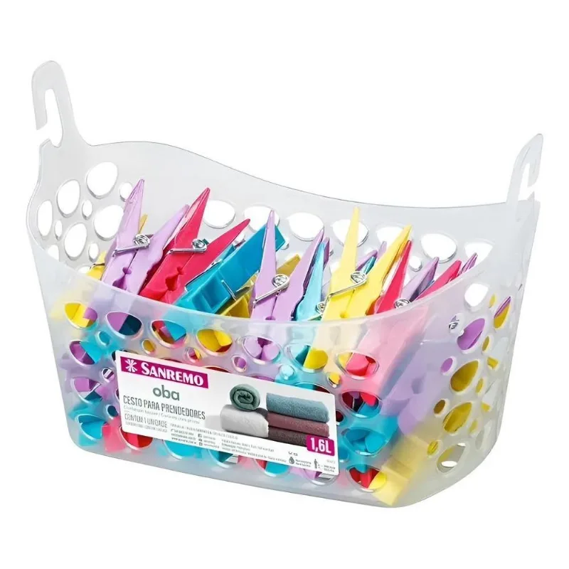 3x Kit Cesto + 24 Prendedores Pregadores De Roupa Sanremo