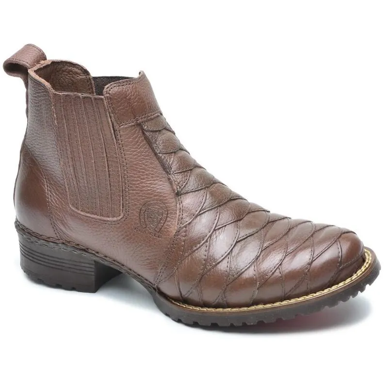 Botina Escamada Country Couro Antistress Confort Tamanho 37