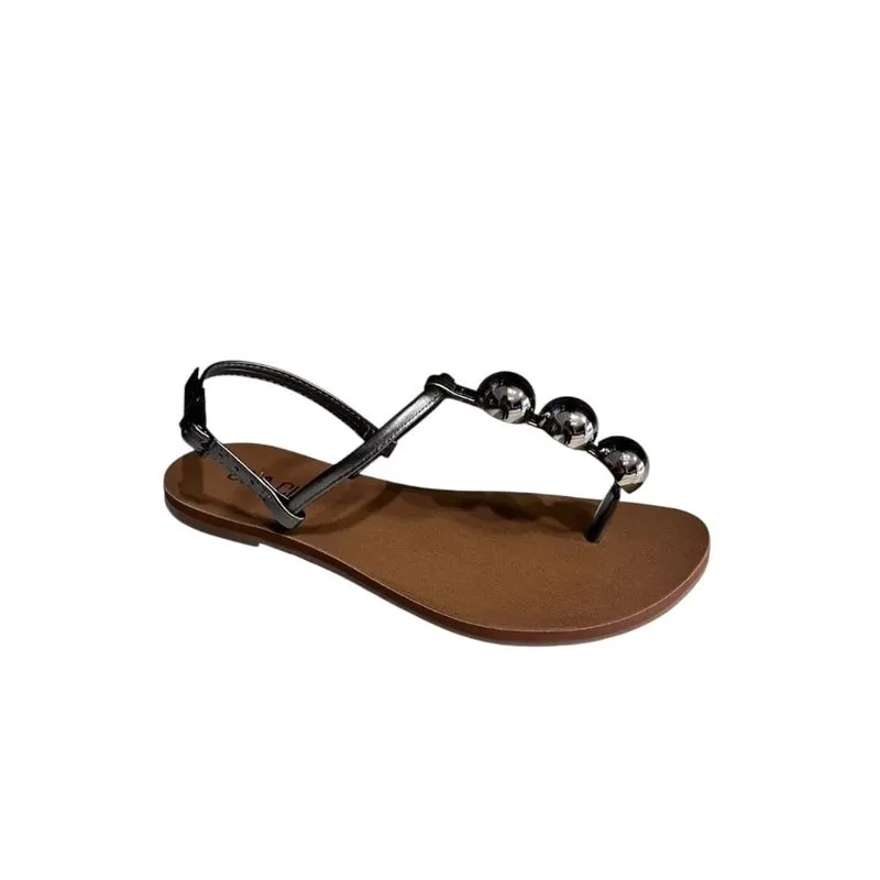 Rasteira Feminina Sua Cia Cinza Metálico 8395.16630 35 / Cinza
