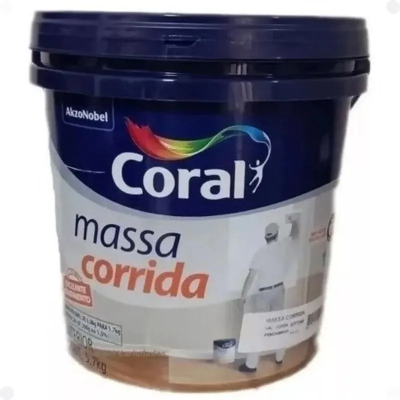 3x Massa Corrida Coral 5,7kl Rende Até16 M2