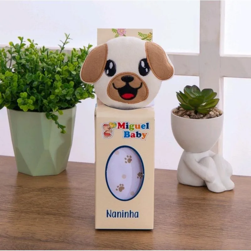 Naninha De Bebê Com Pelúcia Com Porta Chupeta Dog
