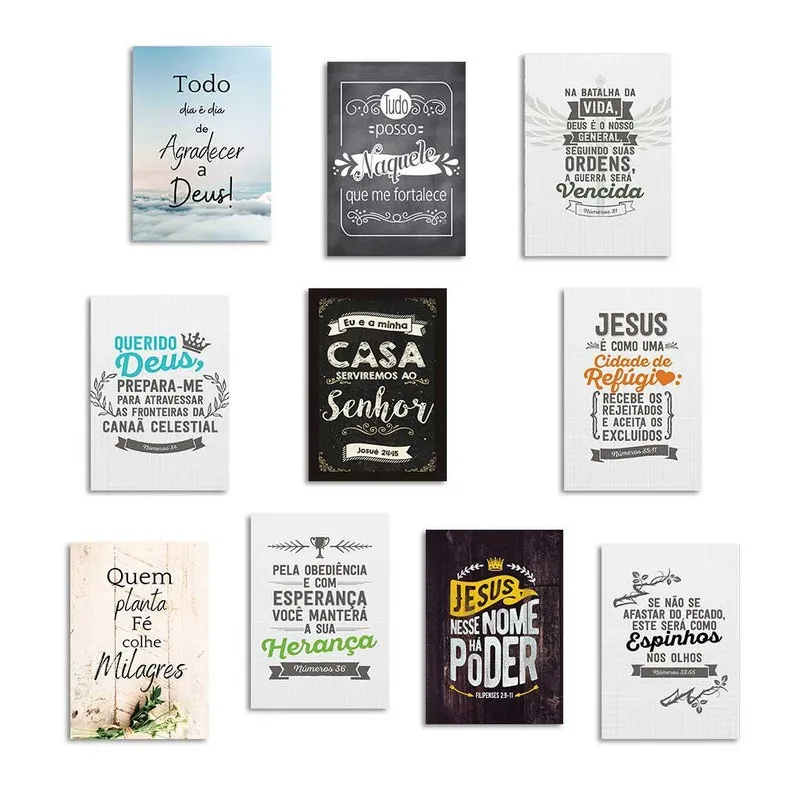 Kit 10 Placas Decorativas Frases Religiosas Sala E Quarto