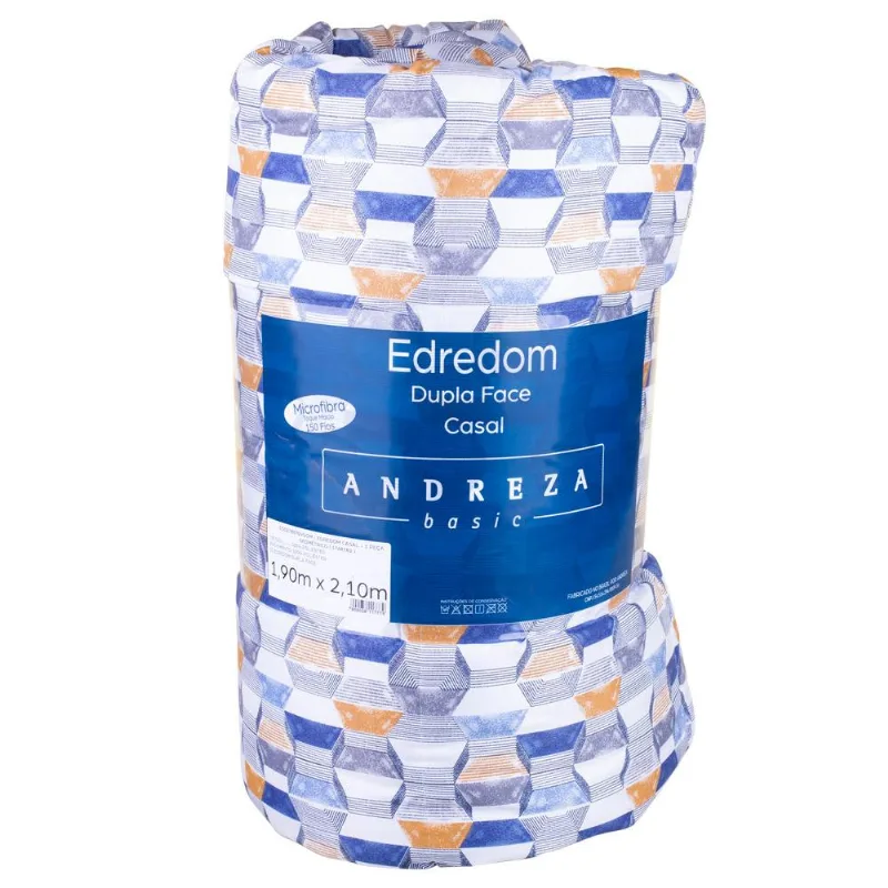 Edredom Dupla Face Casal Microfibra Geométrico Andreza Sortido - Andreza Enxovais