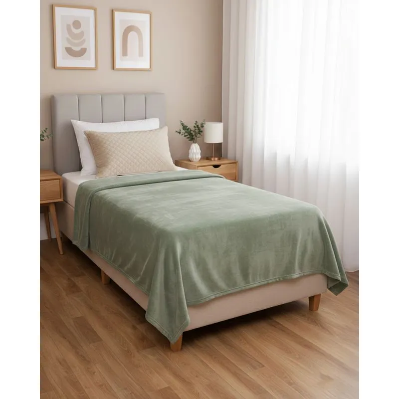 Manta Solteiro Andreza Fleece Ultra Soft Verde UN