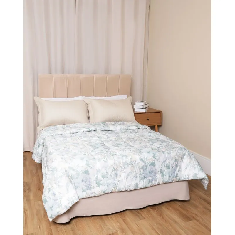 Edredom Queen Dupla Face Andreza Estampado Floral Azul UN