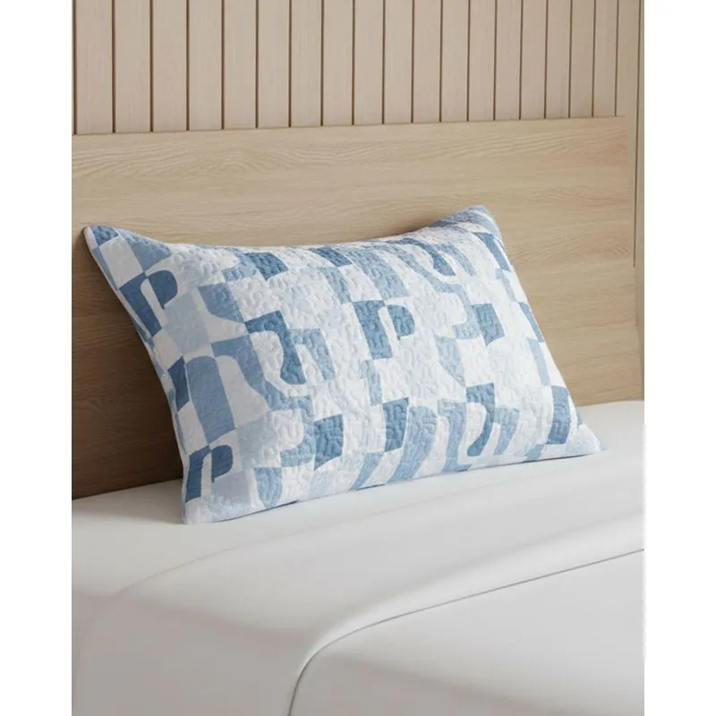 Porta Travesseiro Andreza 50cm X 70cm Estampa Geométrica Azul UN