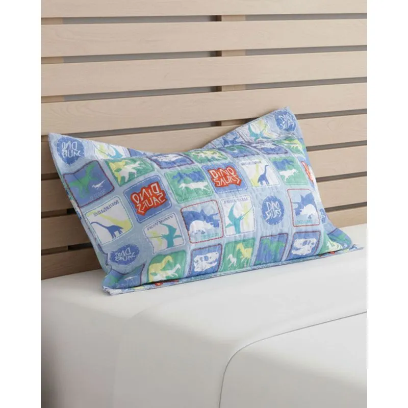 Porta Travesseiro Infantil 50cm x 70cm Estampa Dinossauro Azul UN