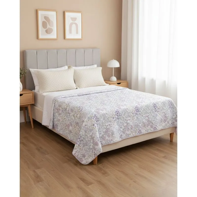 Colcha King Andreza 260cmx280cm Estampa Floral Lilás UN