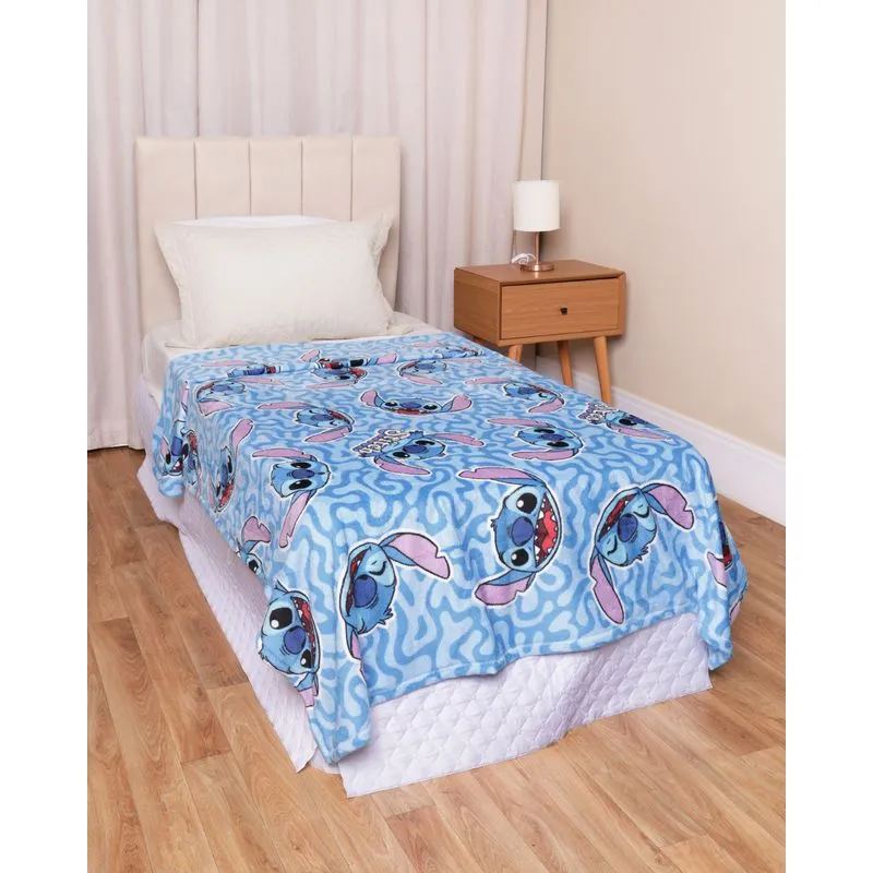 Manta Infantil 150cm x 220cm Disney Stitch Azul UN