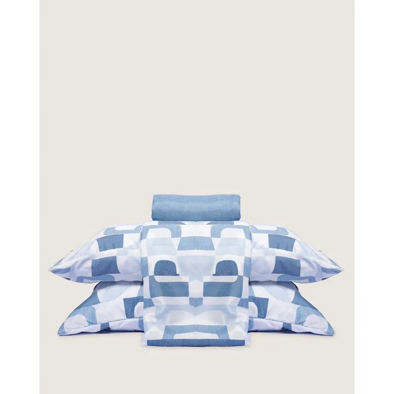 Jogo De Cama Casal Andreza 4 Peças Estampado Azul UN