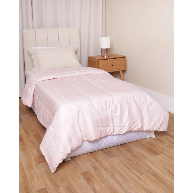 Edredom Solteiro Andreza 150cm x 240cm Dupla Face Poá Rosa UN