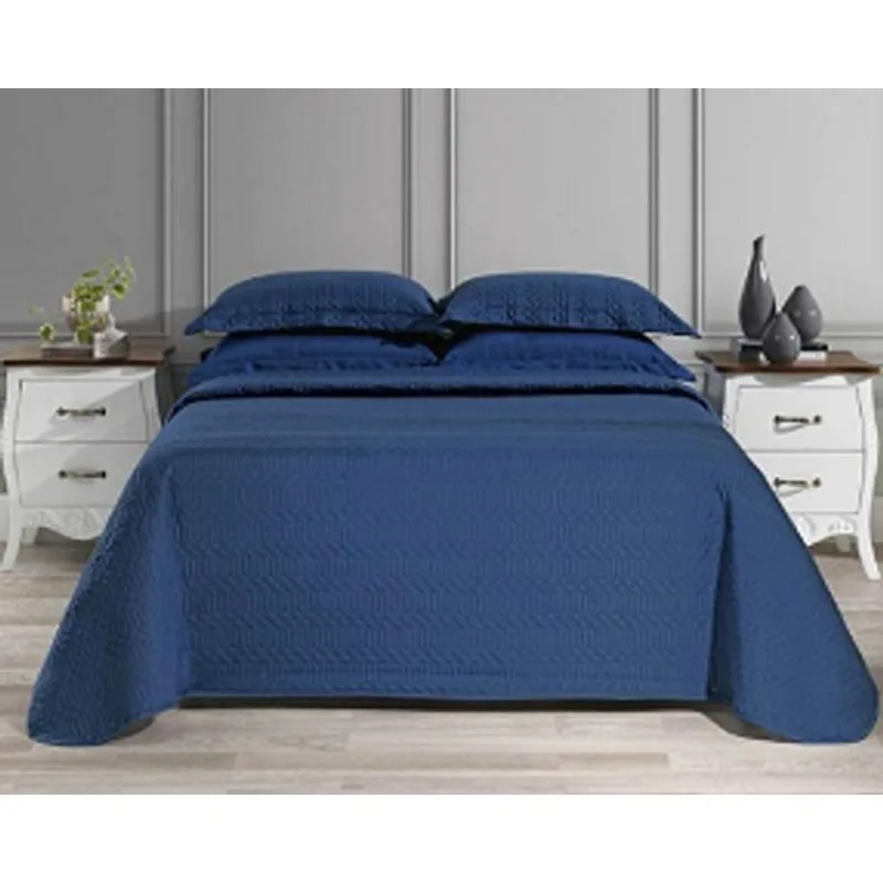 Kit Colcha Queem 3 Peças Ravenna Azul Andreza