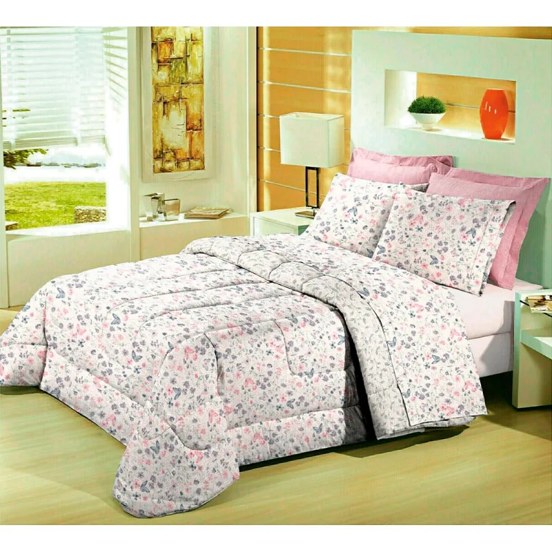 Jogo de Cama Queen 4 Peças Microfibra Andreza Beatriz Flowers Roxo