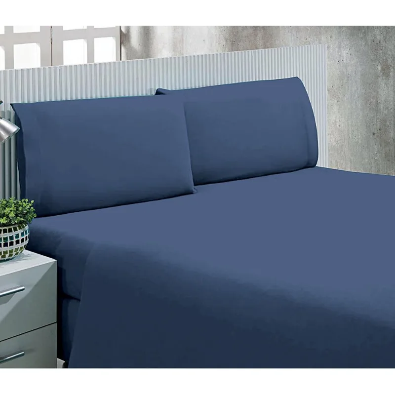 Lençol com Elástico Queen Microfibra Andreza Azul Jeans