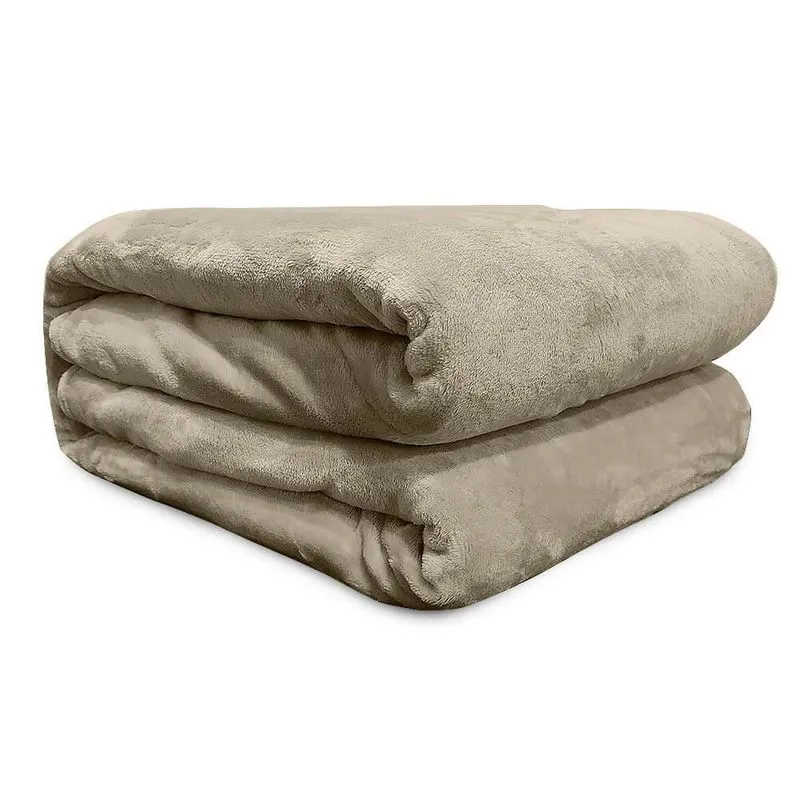 Cobertor Casal Flannel Liso Bege - Andreza