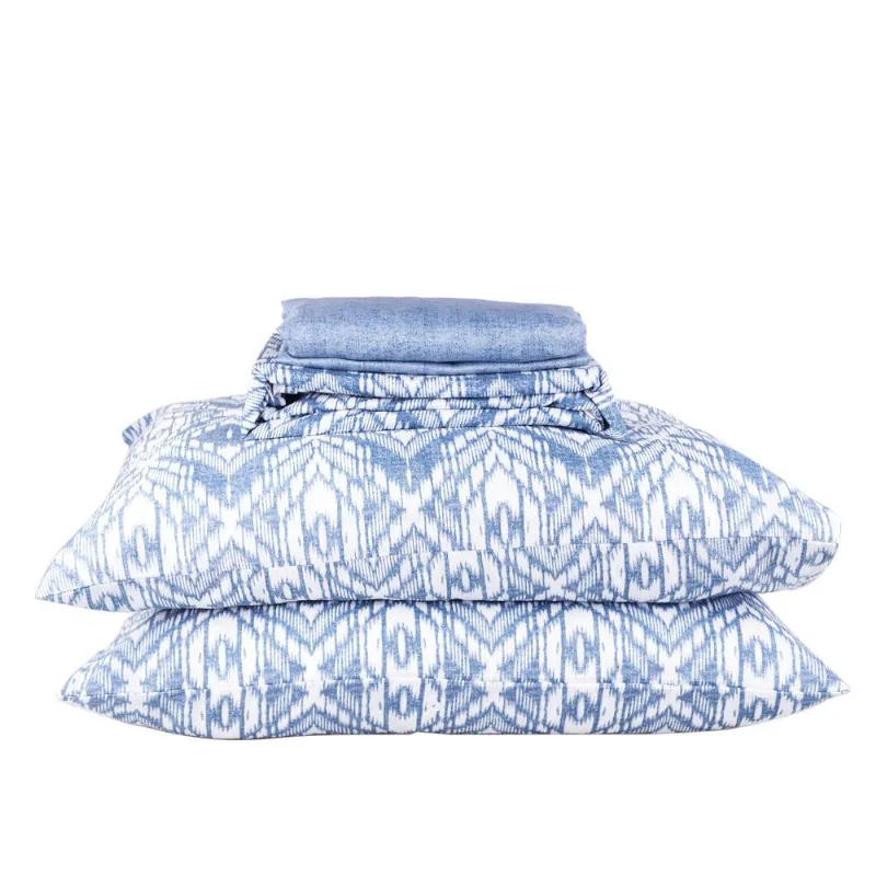 Jogo de Cama Queen 4 Peças Microfibra Andreza Silver Azul - ANDREZA