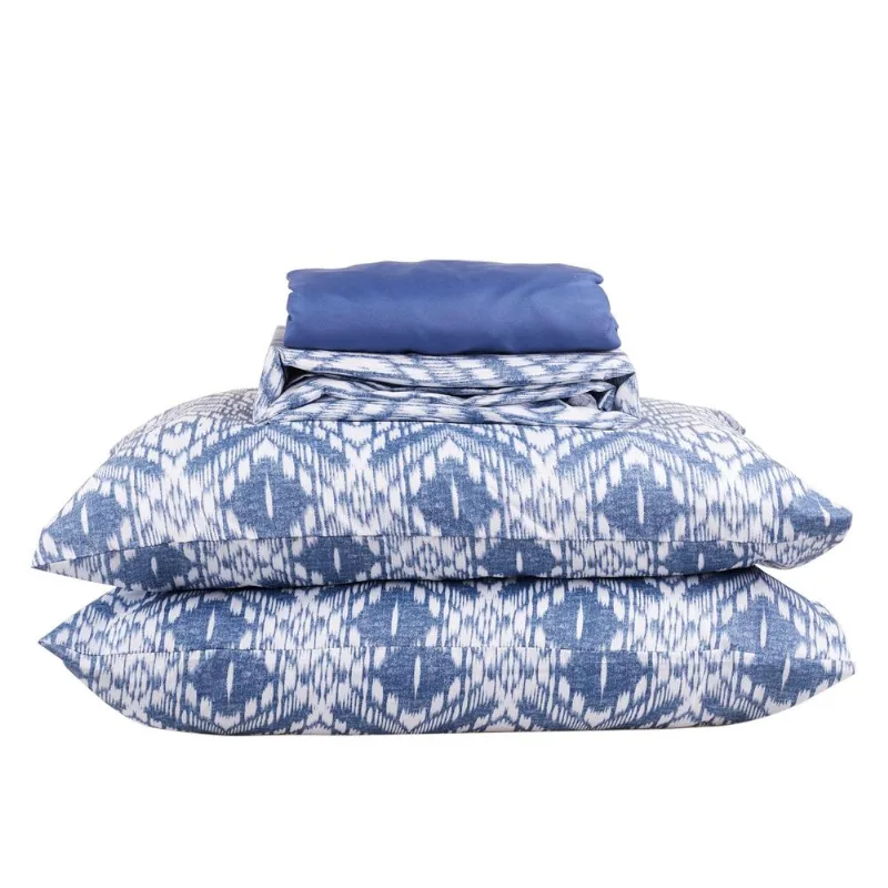 Jogo de Cama Casal 4 Peças Microfibra Andreza Silver Azul - ANDREZA