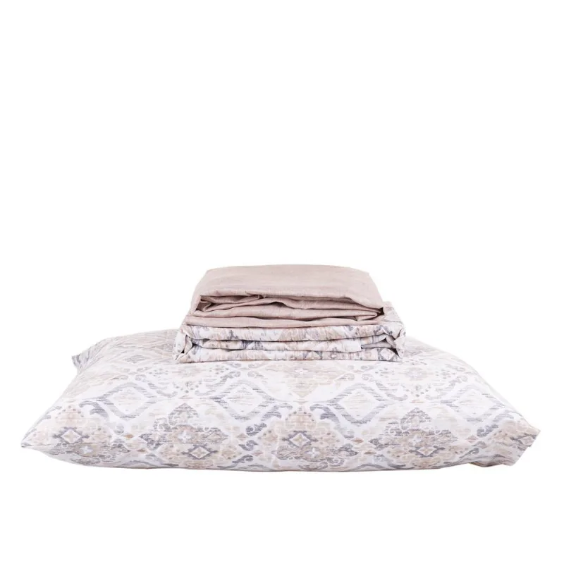 Jogo de Cama Solteiro 3 Peças Microfibra Andreza Souk Kaki - ANDREZA