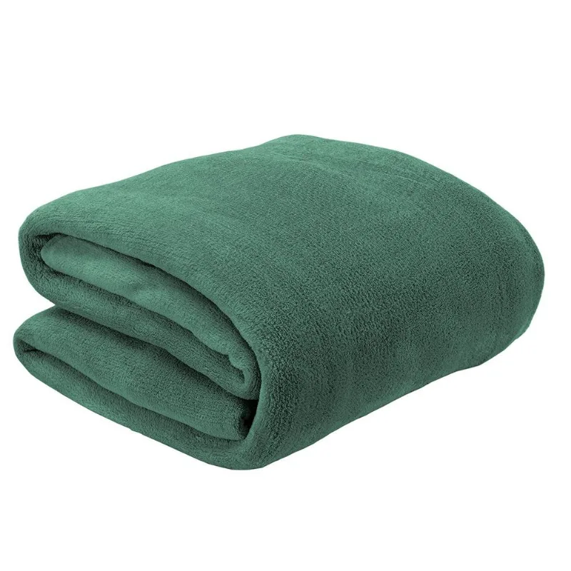 Manta Queen 220x240cm Andreza Fleece Verde Escuro - ANDREZA