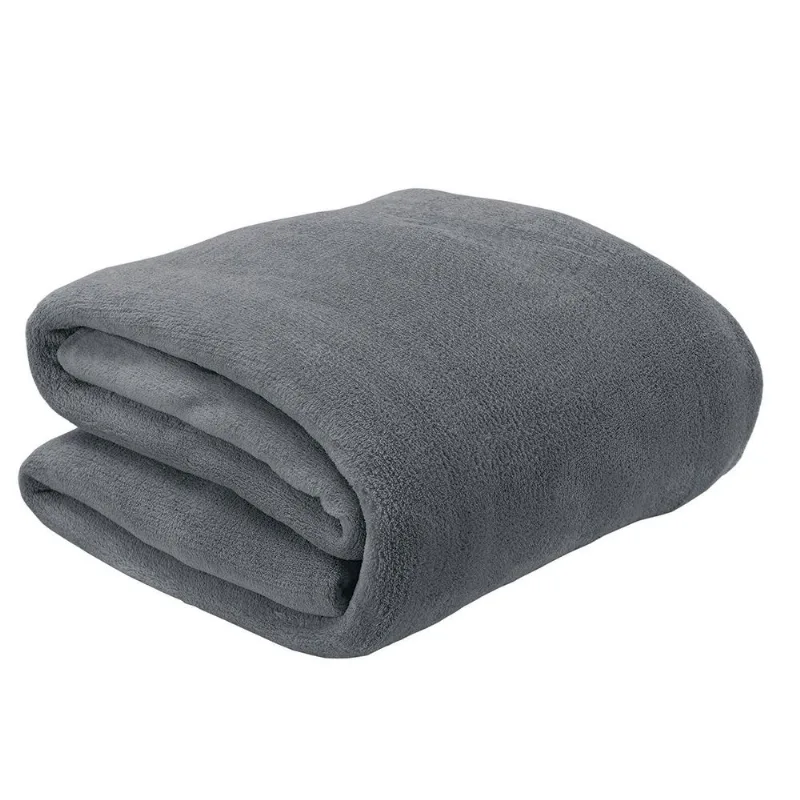 Manta Solteiro 150x220cm Andreza Fleece Cinza - ANDREZA