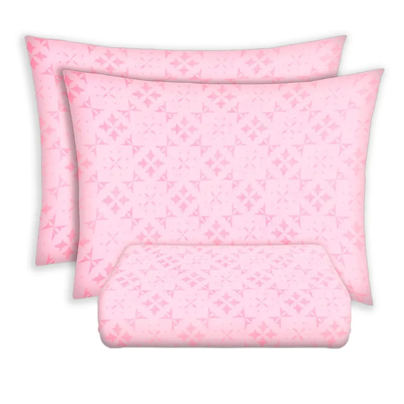 Jogo de Cama Casal Le Casa Nostalgia 100% Poliéster Rosa 3 Peças
