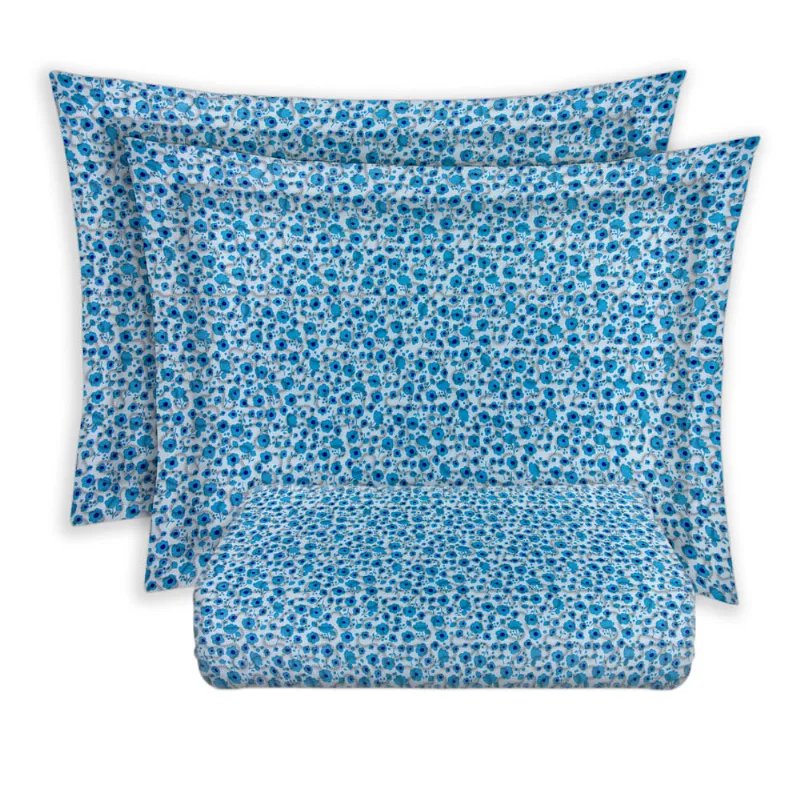 Kit Colcha Queen Le Casa Korea 100% Poliéster Azul com 3 Peças