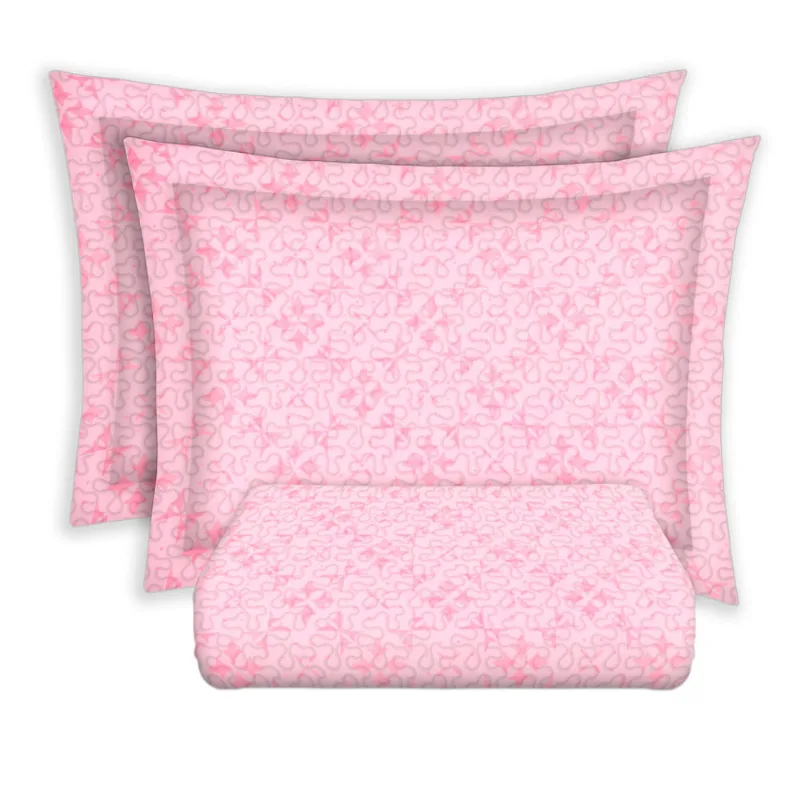 Kit Colcha Casal Le Casa Nostalgia 100% Poliéster Rosa com 3 Peças
