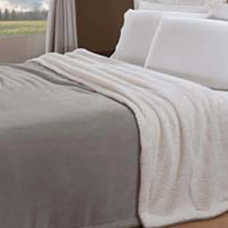 Manta Dupla Face Casal Sherpa Andreza Flannel Bege - ANDREZA
