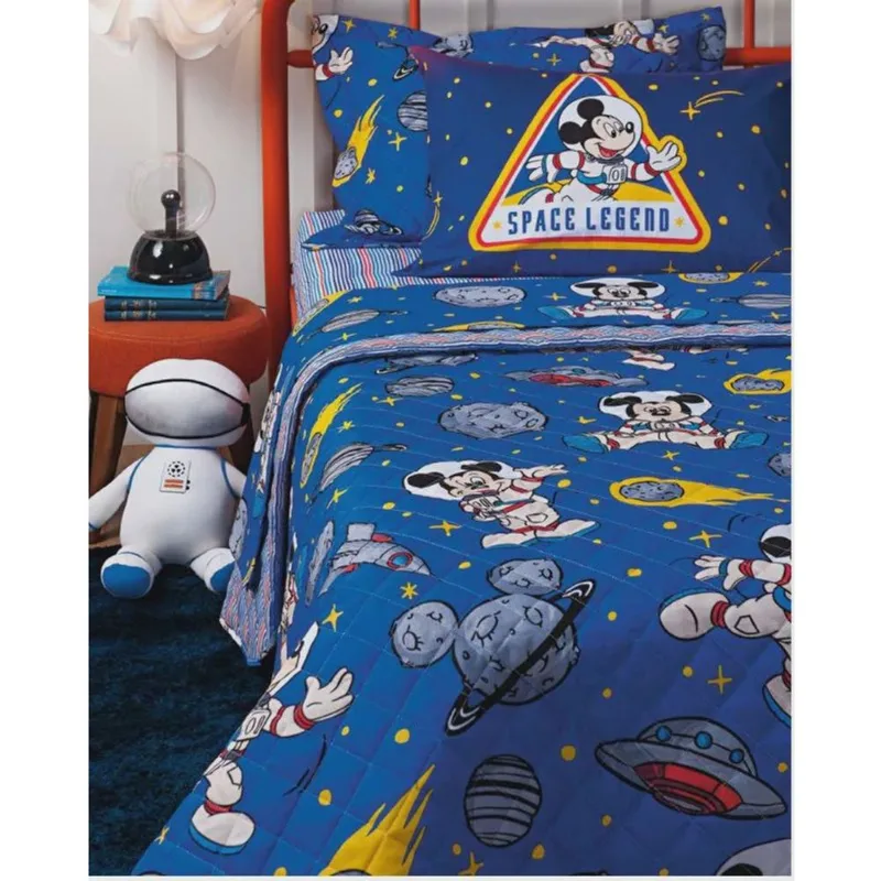 Jogo de Cama Solteiro Infantil 3 Pçs Mickey Astronauta Andreza