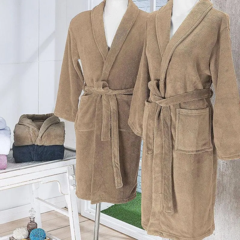 Roupão De Microfibra Fleece Tamanho G - Andreza Kaki